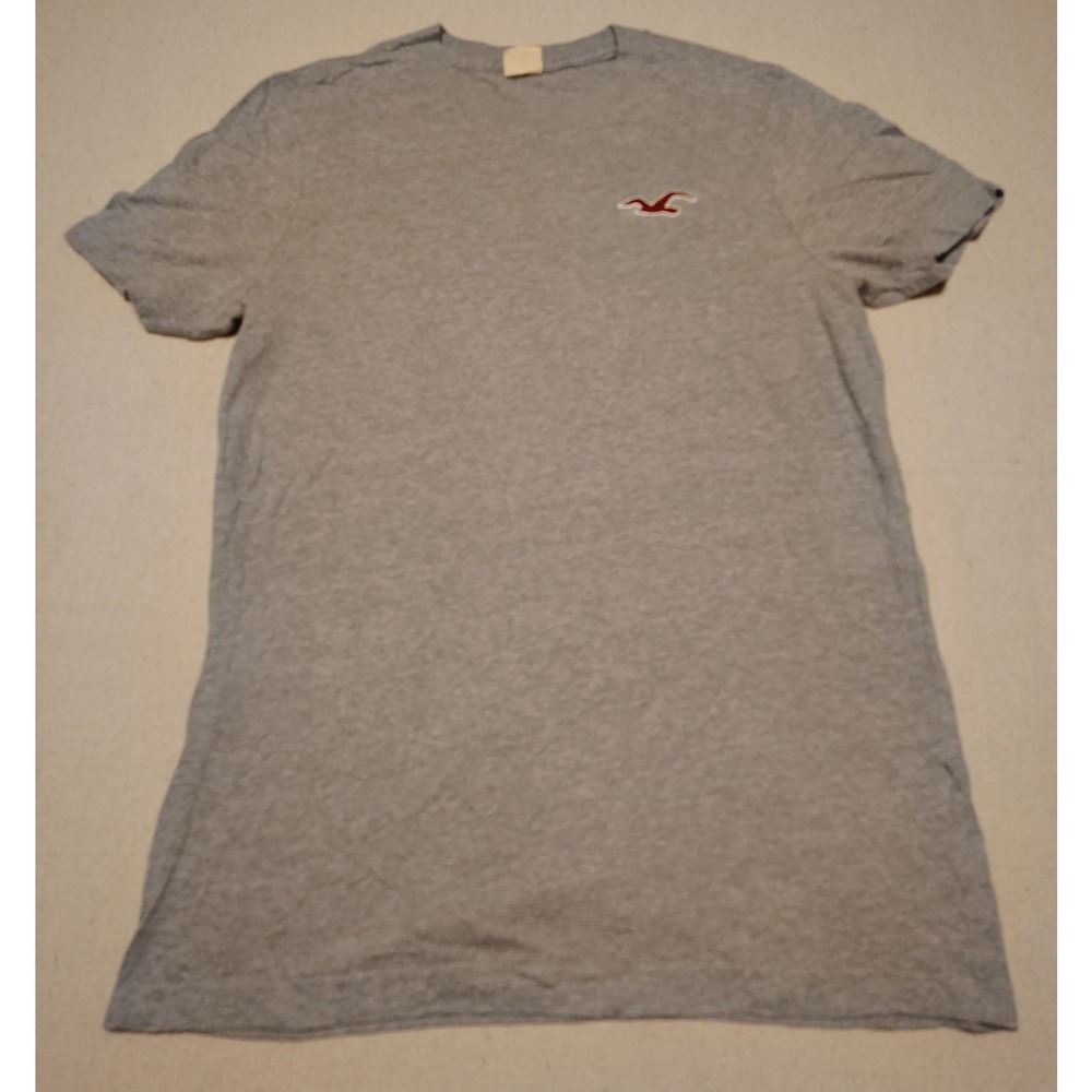 Hollister Mens XL Gray Short Sleeve T-Shirt Embroidered Seagull Logo Crew Neck I